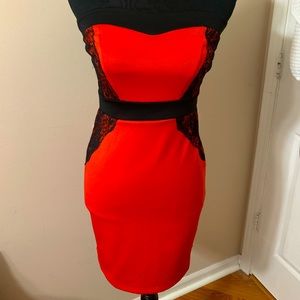 Red mini dress